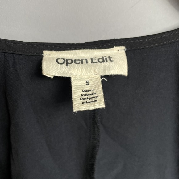 Open Edit Black Long Sleeve Sweetheart Neckline Blouse‎ Top Size S - Picture 2 of 5